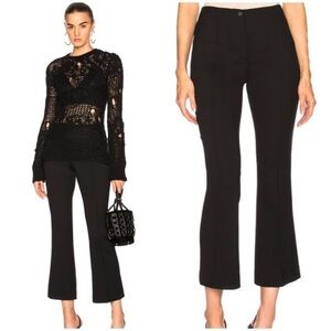HELMUT Lang Black Wool Blend Cropped Flare High Waisted Pants